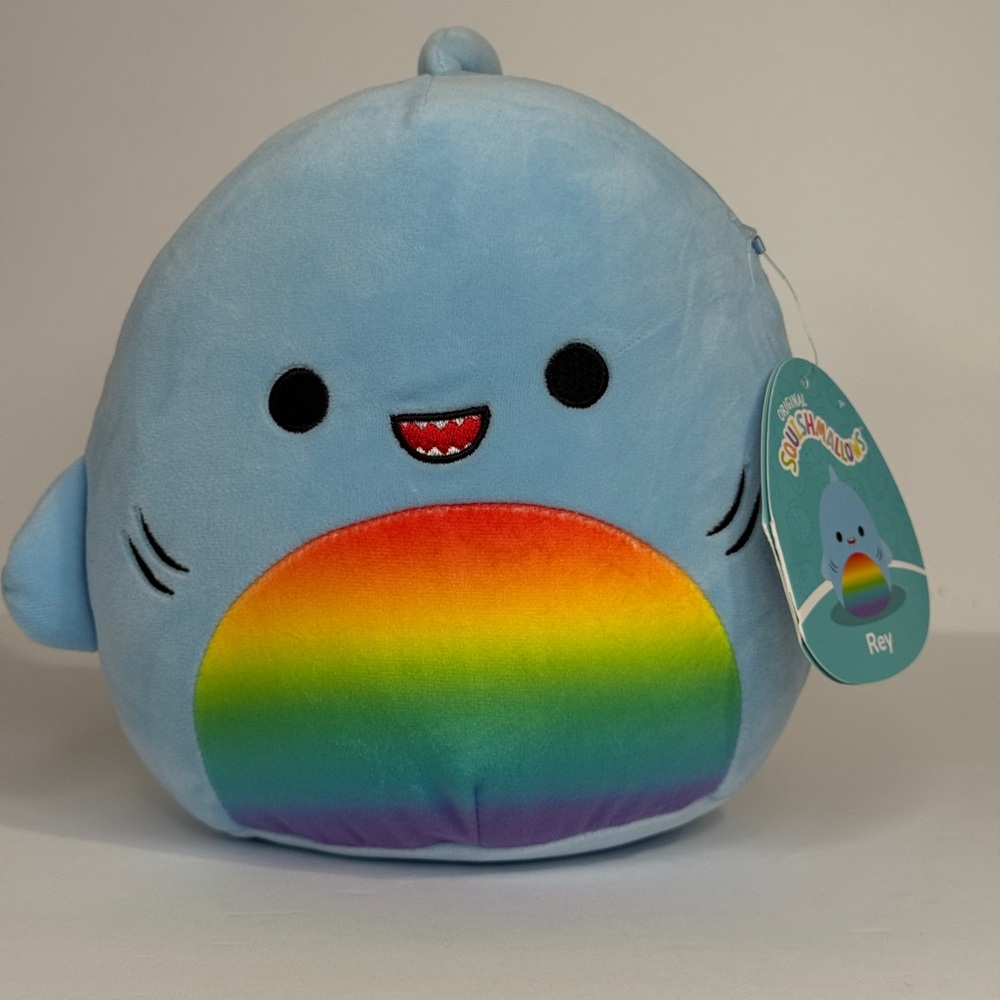 Squishmallows Rey Shark Plush Toy with Rainbow Belly NWT